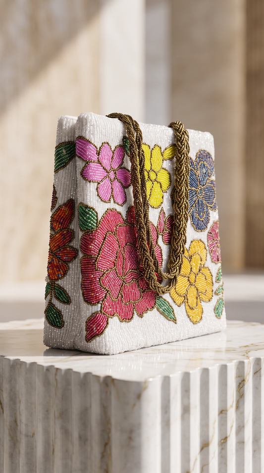 Floral Beaded Handbag for ladies | Weddings and Parties