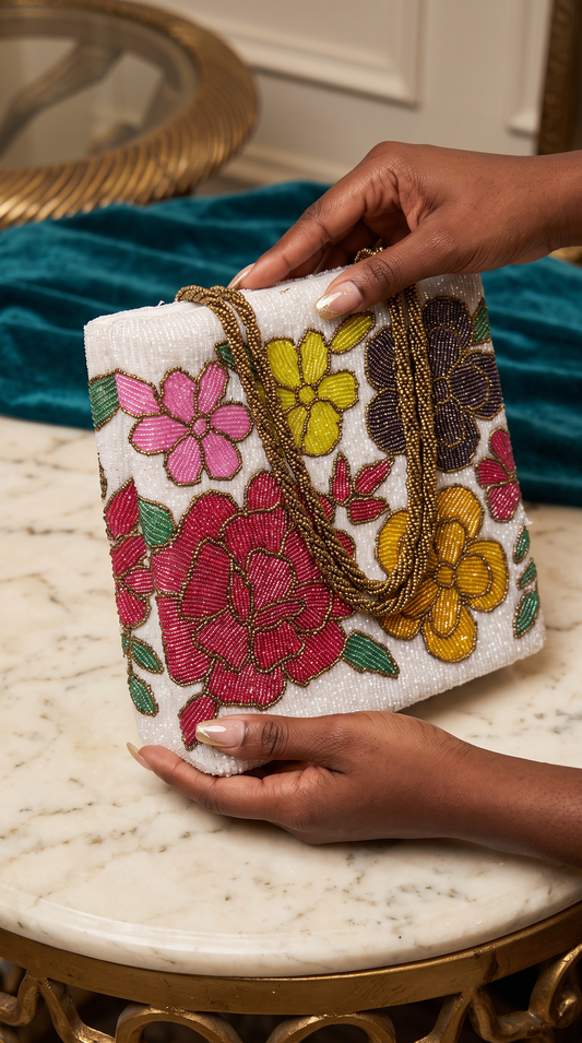 Floral Beaded Handbag for ladies | Weddings and Parties