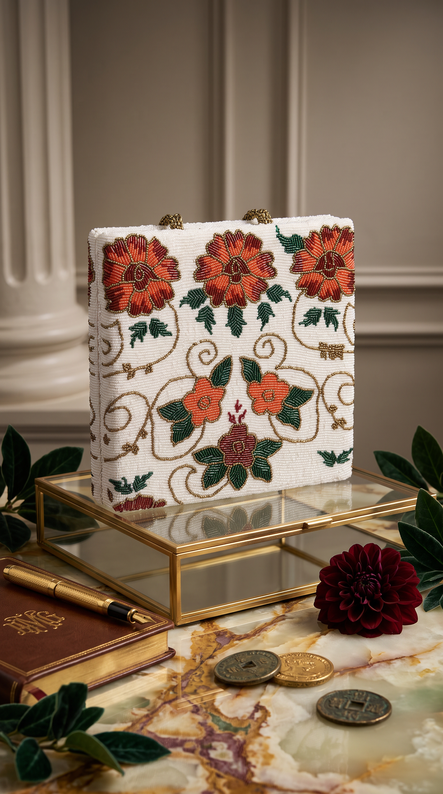 Floral Beaded Statement Bag