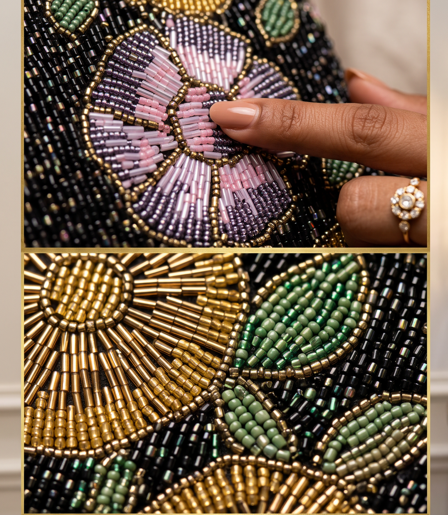Beaded Black Floral Beaded bag | Evening and Wedding bag