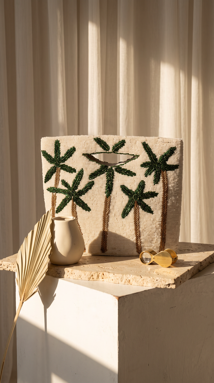 Off white Palm Tree Hand embellished bag