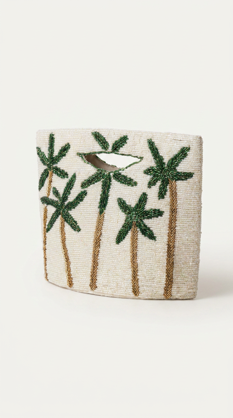 Off white Palm Tree Hand embellished bag