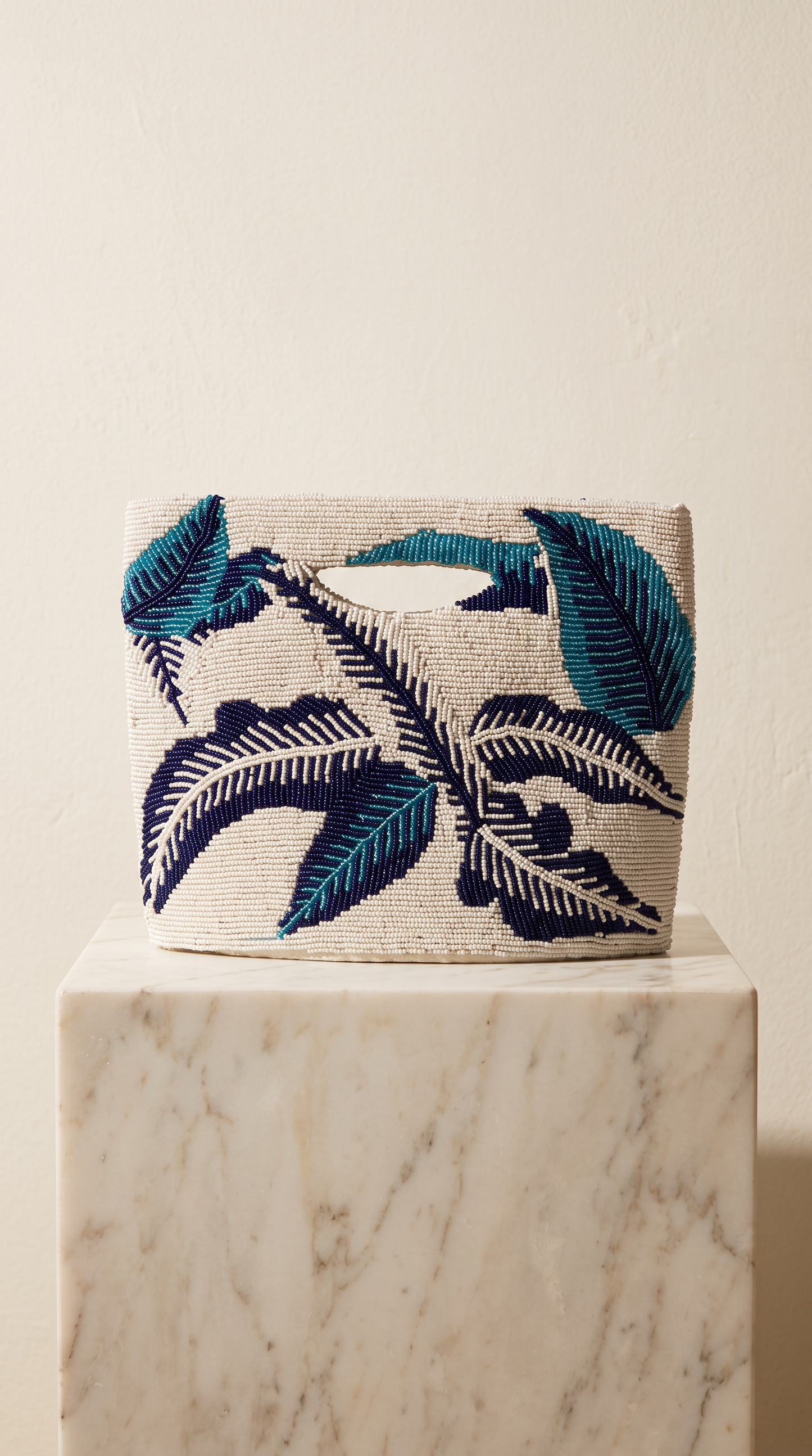Blue white breeze embellished bag