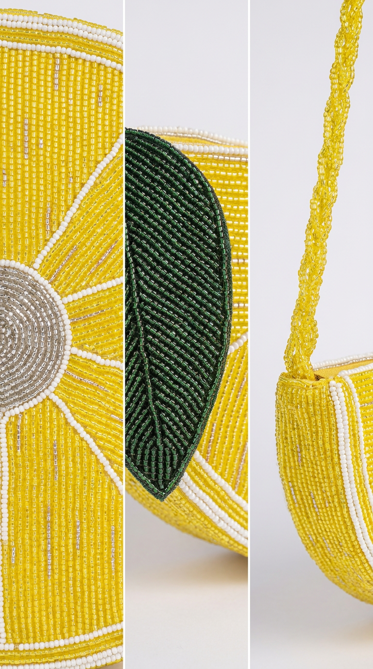 Lemon Slice Beaded Clutch – Handmade Statement Bag