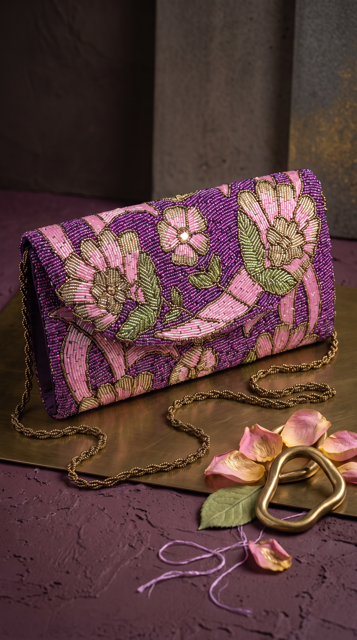 Beaded Handbag Floral Premium Clutch | Weddings and Parties