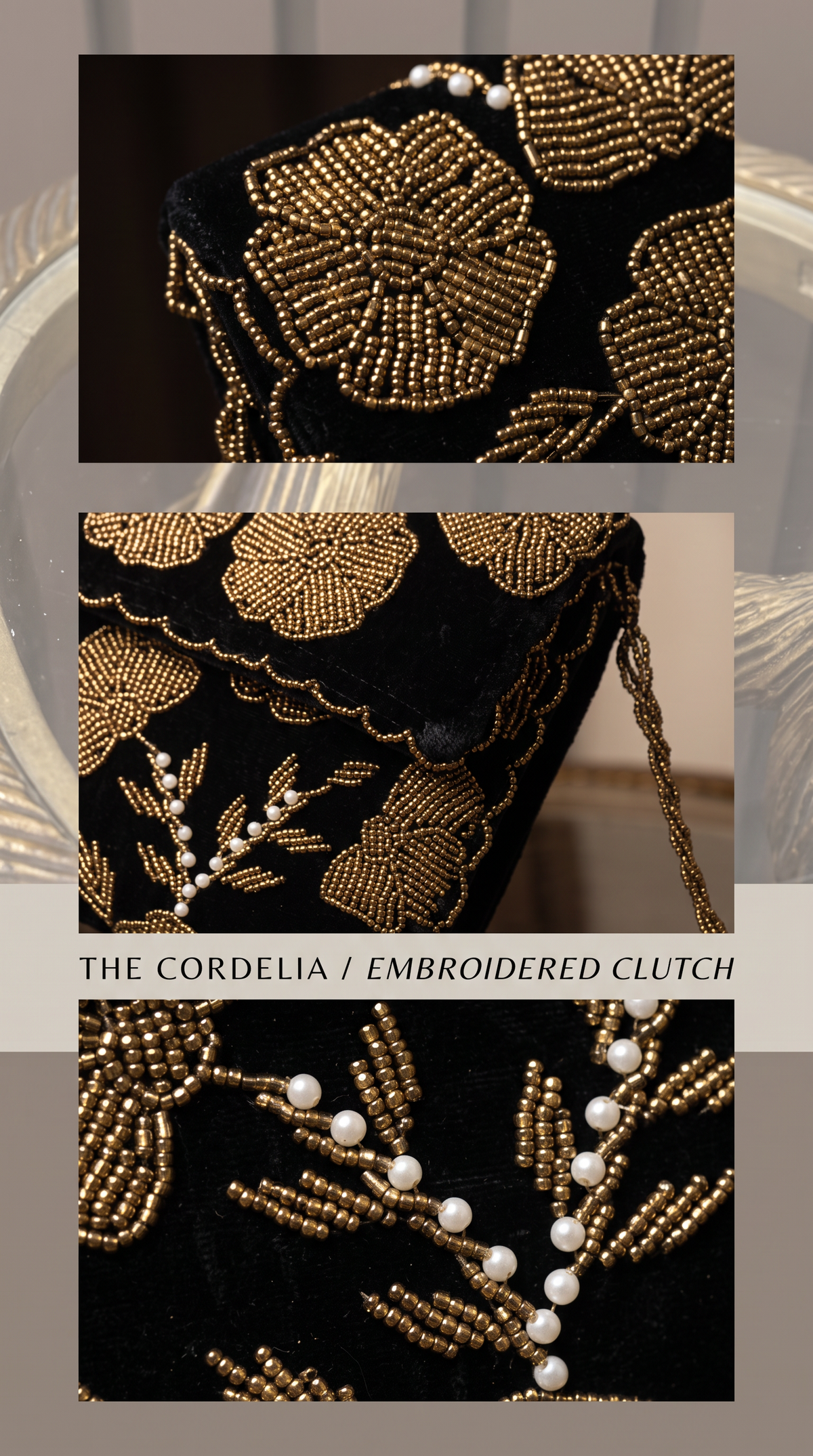 Beaded Dark Bottle Green Clutch | Perfect for weddings and parties