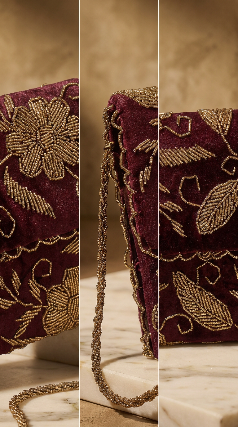 Maroon Handmade clutch | Perfect for weddings and parties