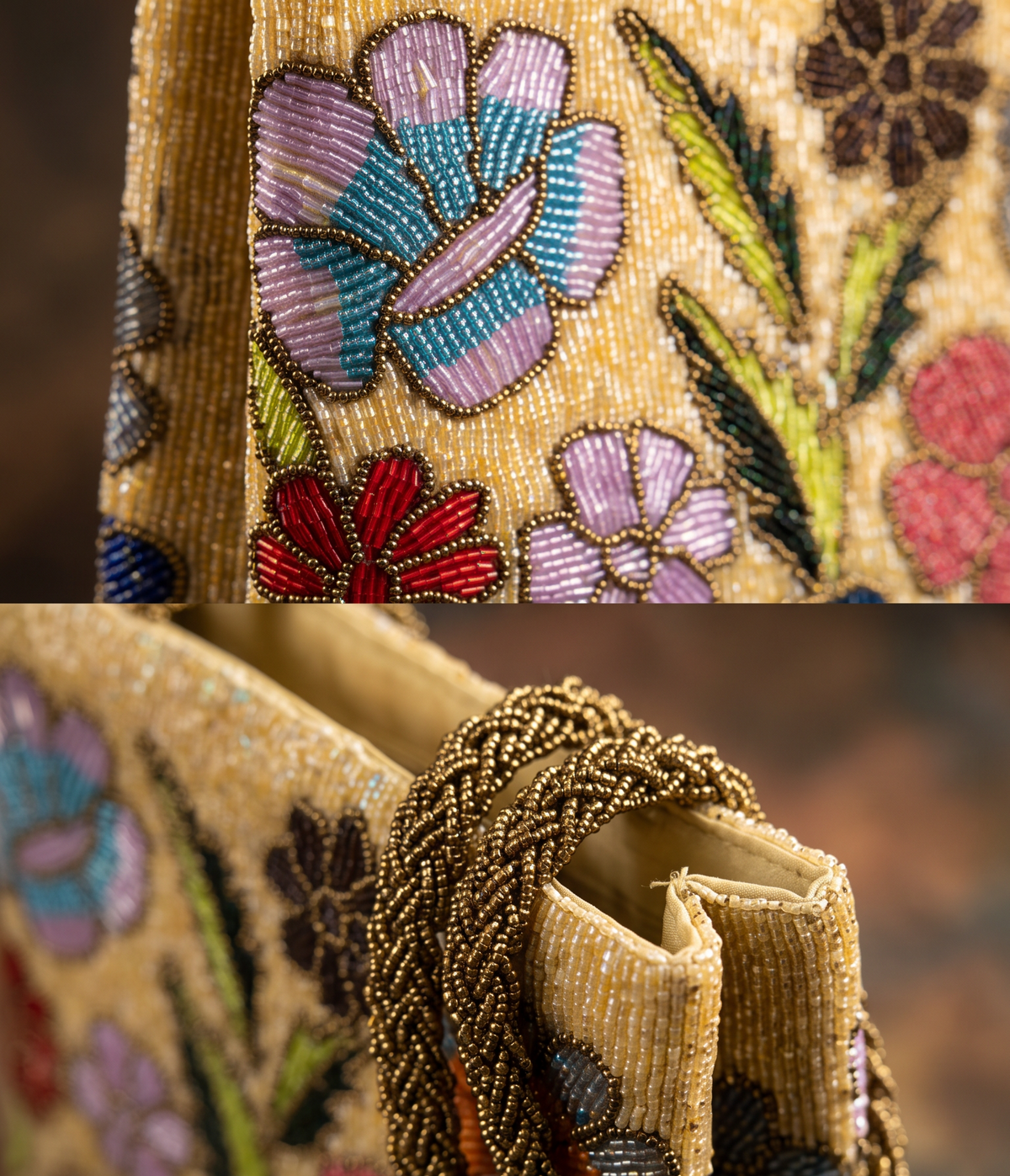 Beige Beaded Evening Bag for Weddings & Parties | Amal Ayub
