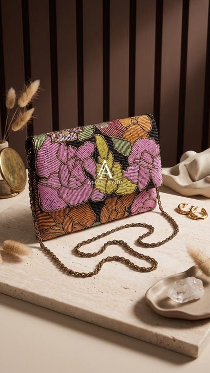 Pink Rosewood Petal Flap Clutch – Amal Ayub