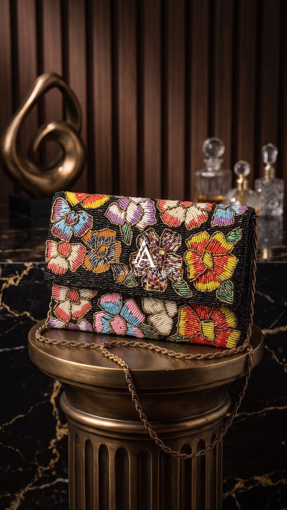 Beaded Kaleidoscope Bloom Flap Clutch – Amal Ayub