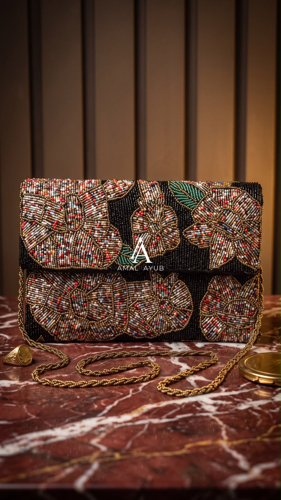 Beaded Antique Mosaic Flap Clutch – Amal Ayub