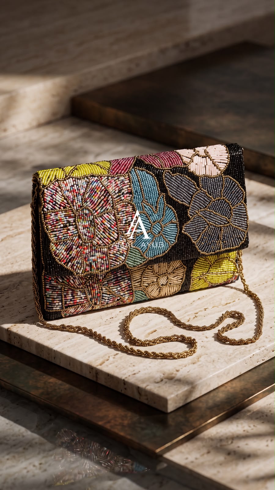 Beaded black Peacock Mosaic Flap Clutch – Amal Ayub