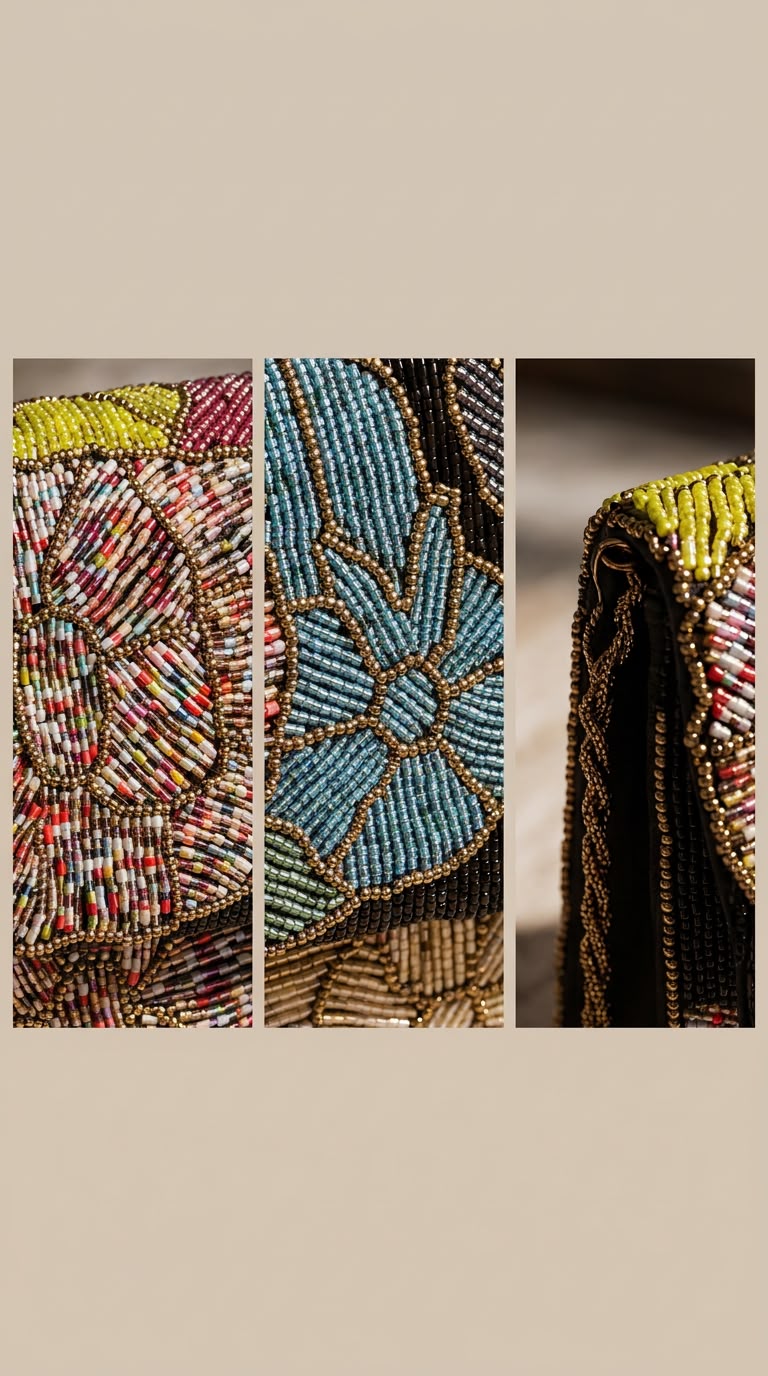 Beaded black Peacock Mosaic Flap Clutch – Amal Ayub