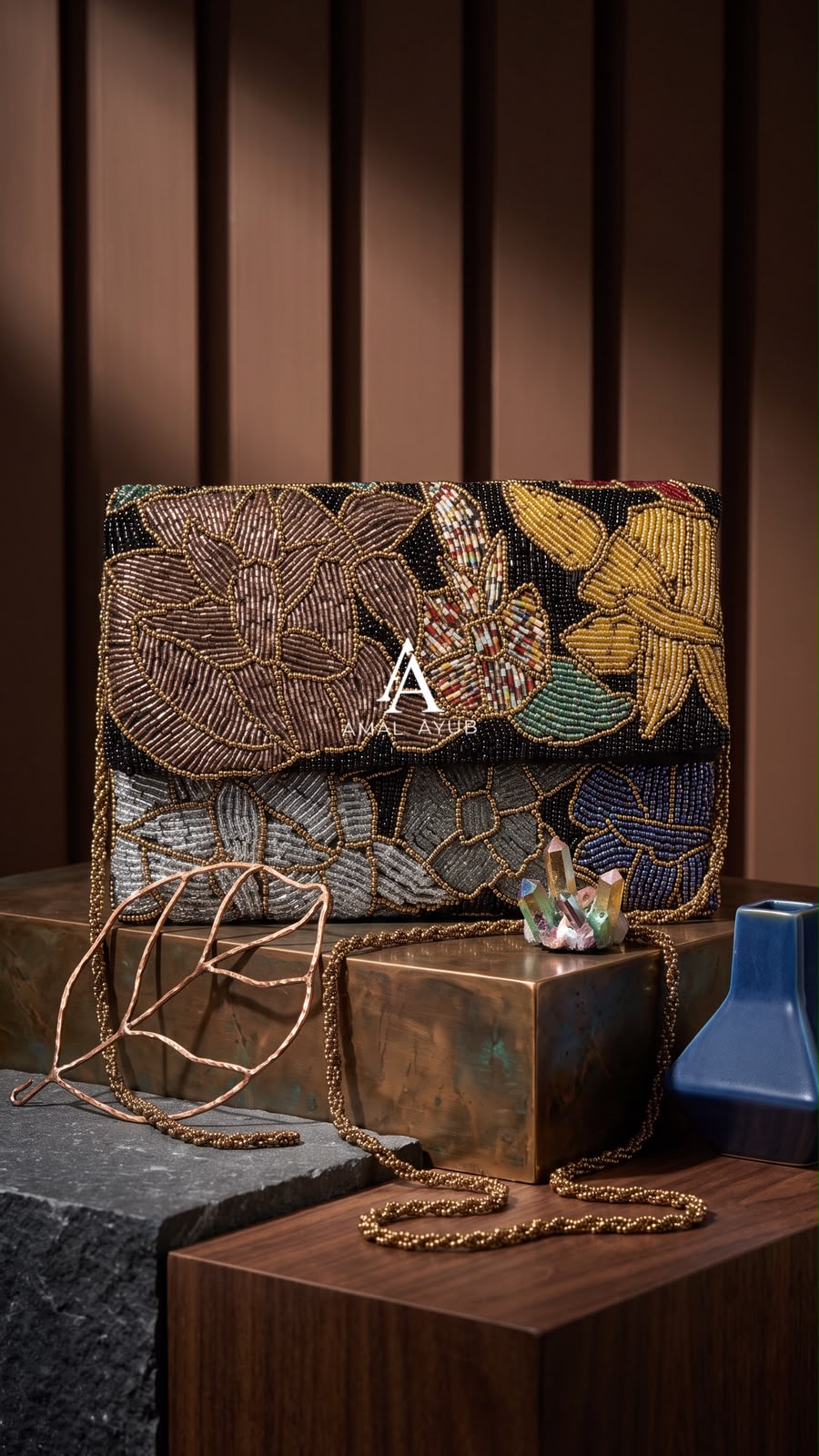 Beaded Copper Dusk Flap Clutch – Amal Ayub