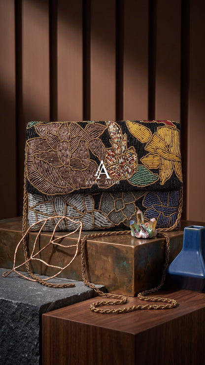 Beaded Copper Dusk Flap Clutch – Amal Ayub