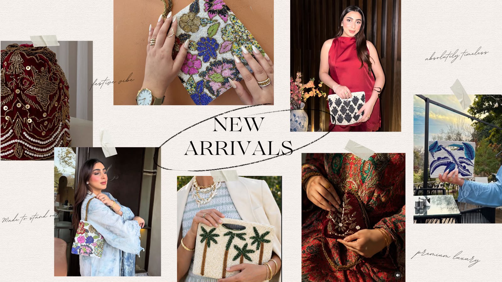 New Arrivals beaded clutch bags and embroidered purses collection by Amal Ayub