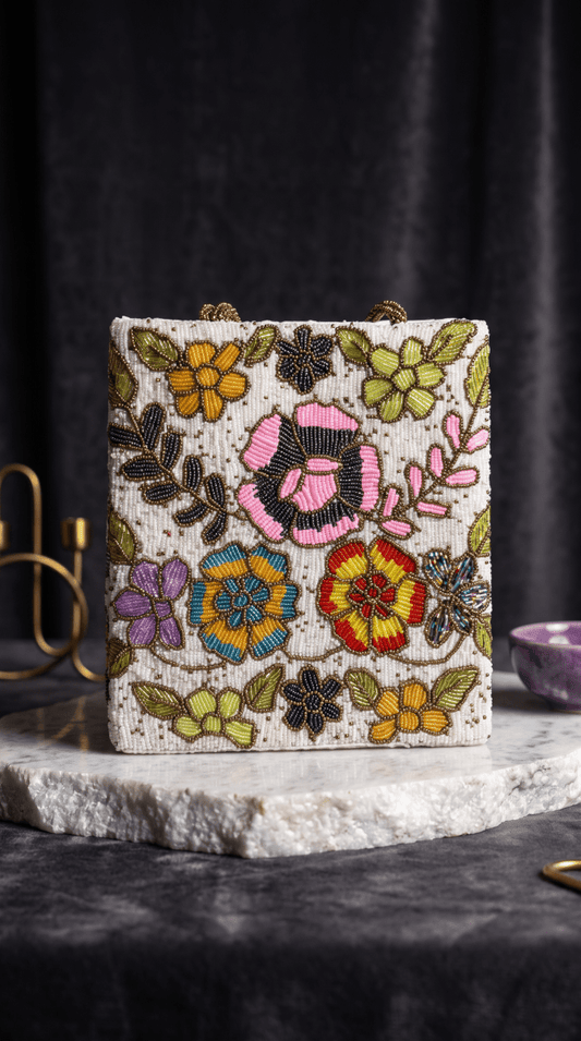 Beaded Bloom Garden Beaded Bag - Amal Ayub