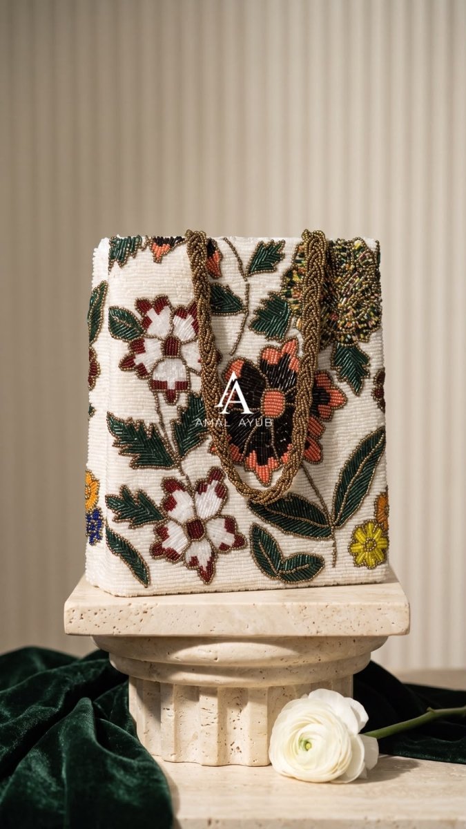 Beaded Botanical Bloom Handbag – Amal Ayub - Amal Ayub