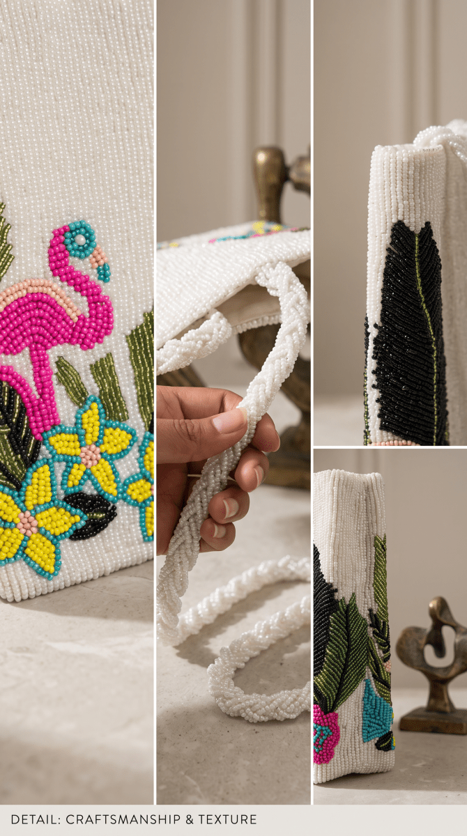 Beaded Flamingo Garden Handbag - Amal Ayub