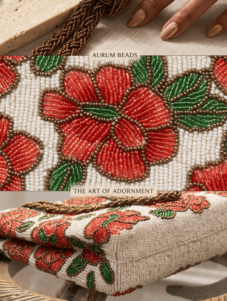 Beaded Red Ruby Bloom – Handmade Floral Bag- Weddings and Parties - Amal Ayub