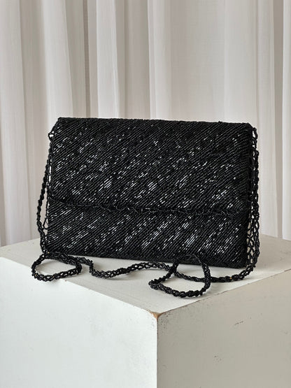 Black hand embellished clutch bag hand embellished bag Amal Ayub 