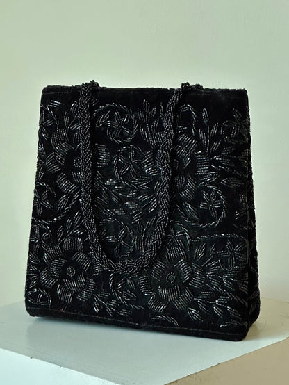 Black structured embellished handbag - Amal Ayub
