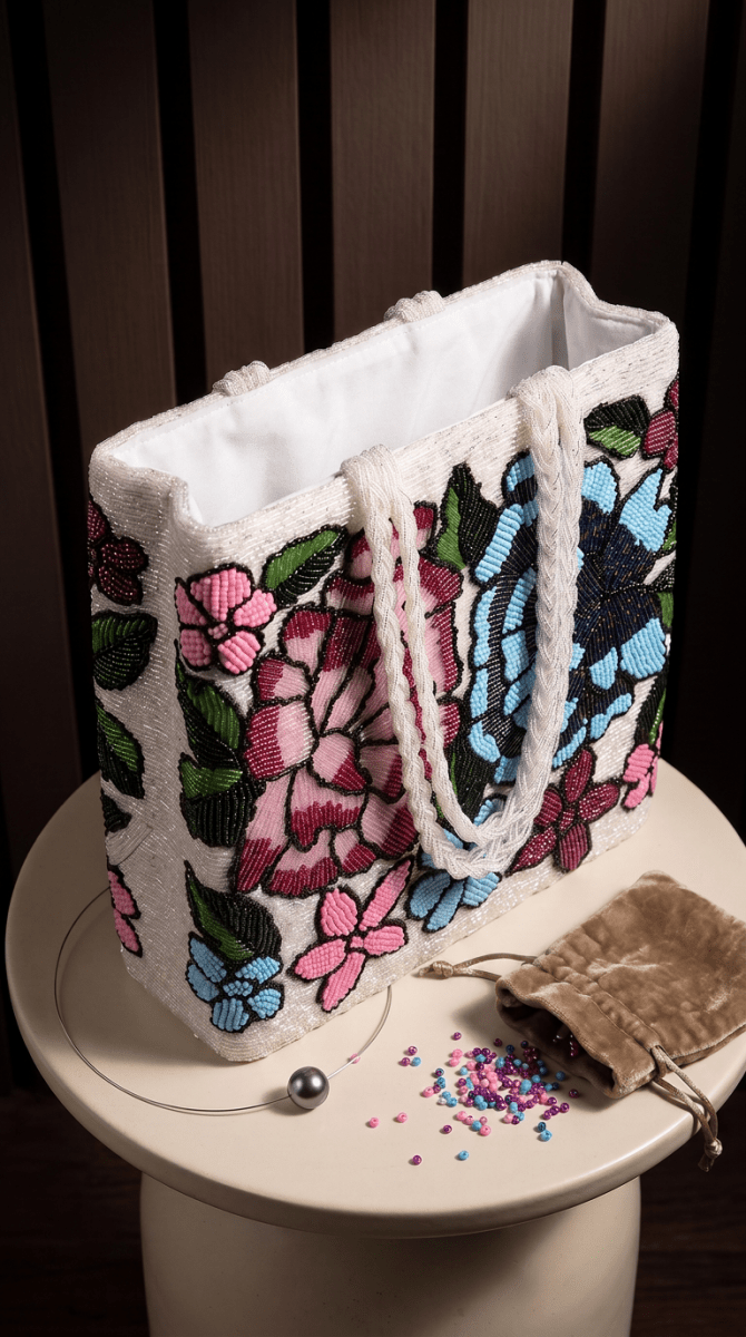 Blooming Garden Beaded Handbag | Luxury Floral Wedding & Festive Bag - Amal Ayub
