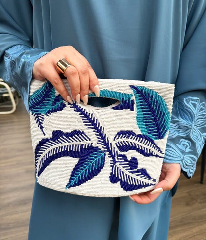 Blue white breeze embellished bag hand embellished bag Amal Ayub 
