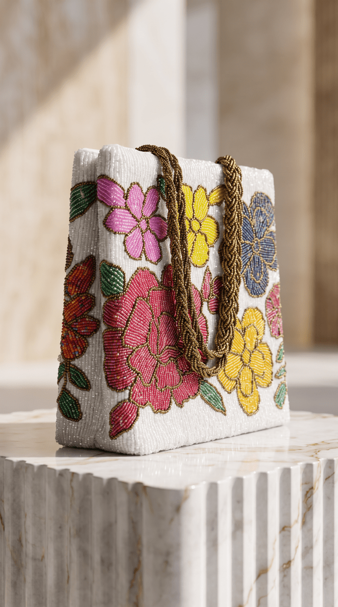 Floral Beaded Handbag for ladies | Weddings and Parties - Amal Ayub
