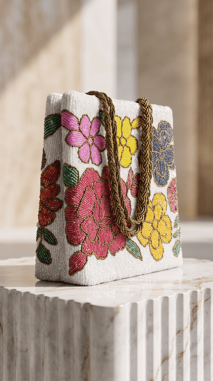 Floral Beaded Handbag for ladies | Weddings and Parties - Amal Ayub