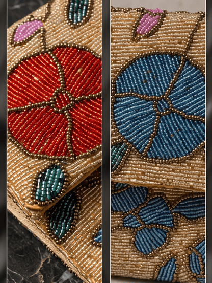 Floral Beaded Statement Clutch | Handcrafted Festive Evening Bag - Amal Ayub