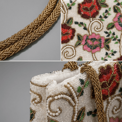 Floral Pearl Beaded Clutch | Wedding & Festive Handbag in Pakistan - Amal Ayub
