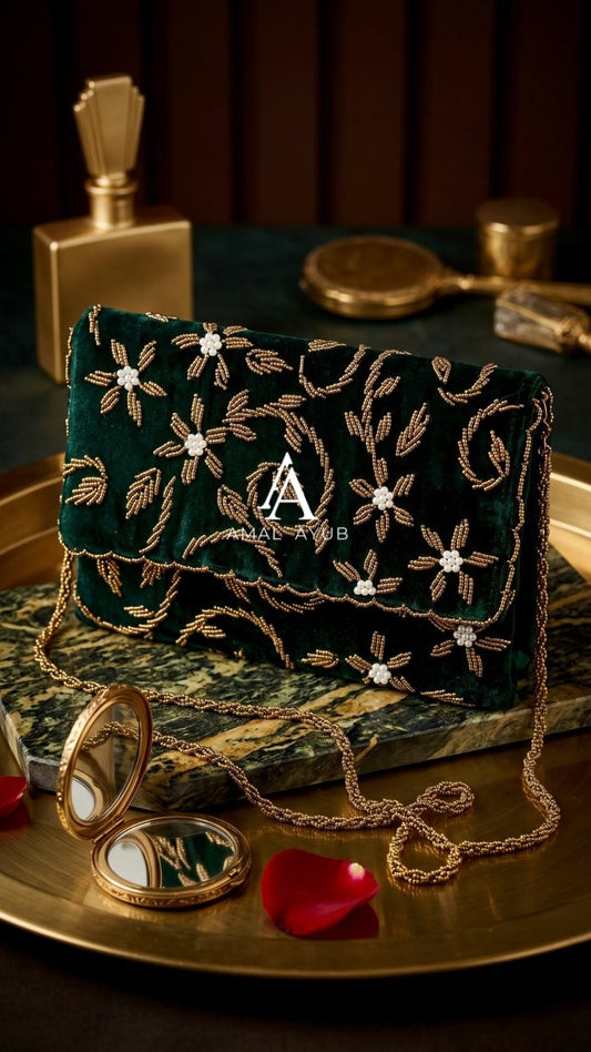 Midnight Emerald Clutch | Handmade clutch | Parties and Weddings - Amal Ayub