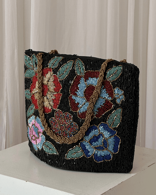 Multicolour floral embellished purse hand embellished bag Amal Ayub 