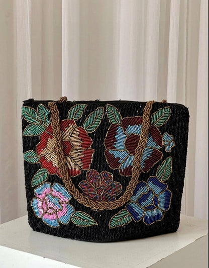 Multicolour floral embellished purse hand embellished bag Amal Ayub 