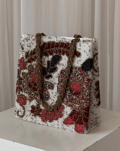 Multicolour patchwork embellished bag hand embellished bag Amal Ayub 