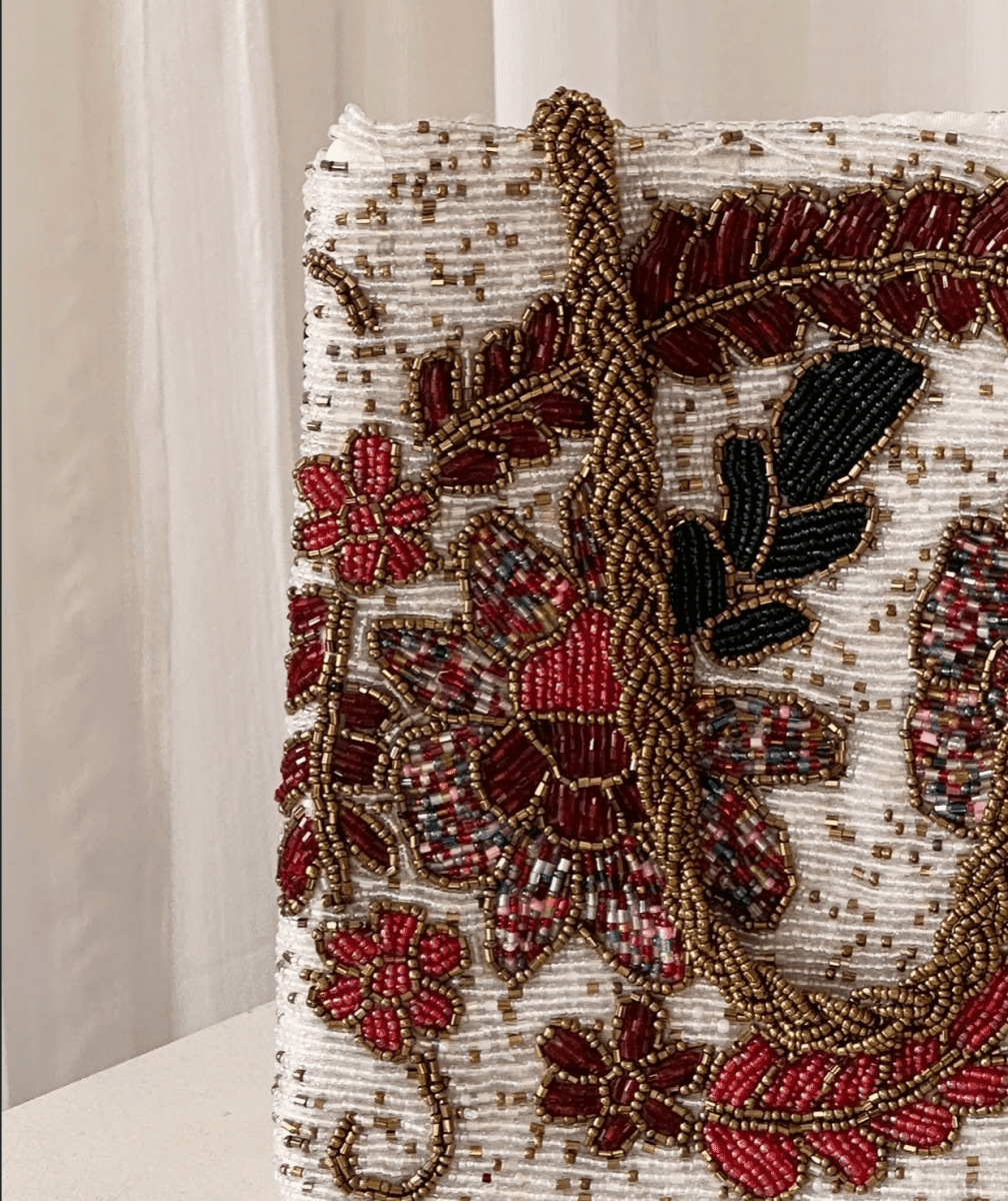 Multicolour patchwork embellished bag hand embellished bag Amal Ayub 