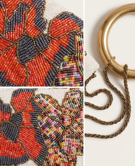 Multicoloured Floral Beaded Festive Clutch | Wedding & Formal Bag - Amal Ayub