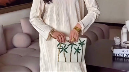 Off white Palm Tree Hand embellished bag - Amal Ayub