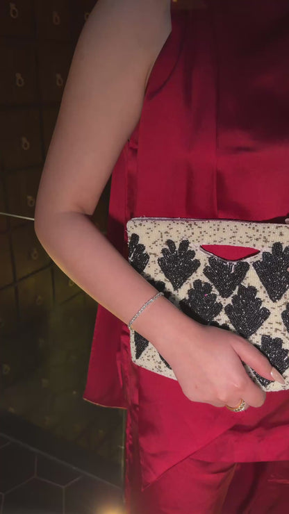 Black and White hand embellished bag