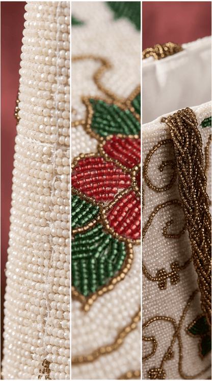 Red Floral Beaded Statement Bag - Amal Ayub